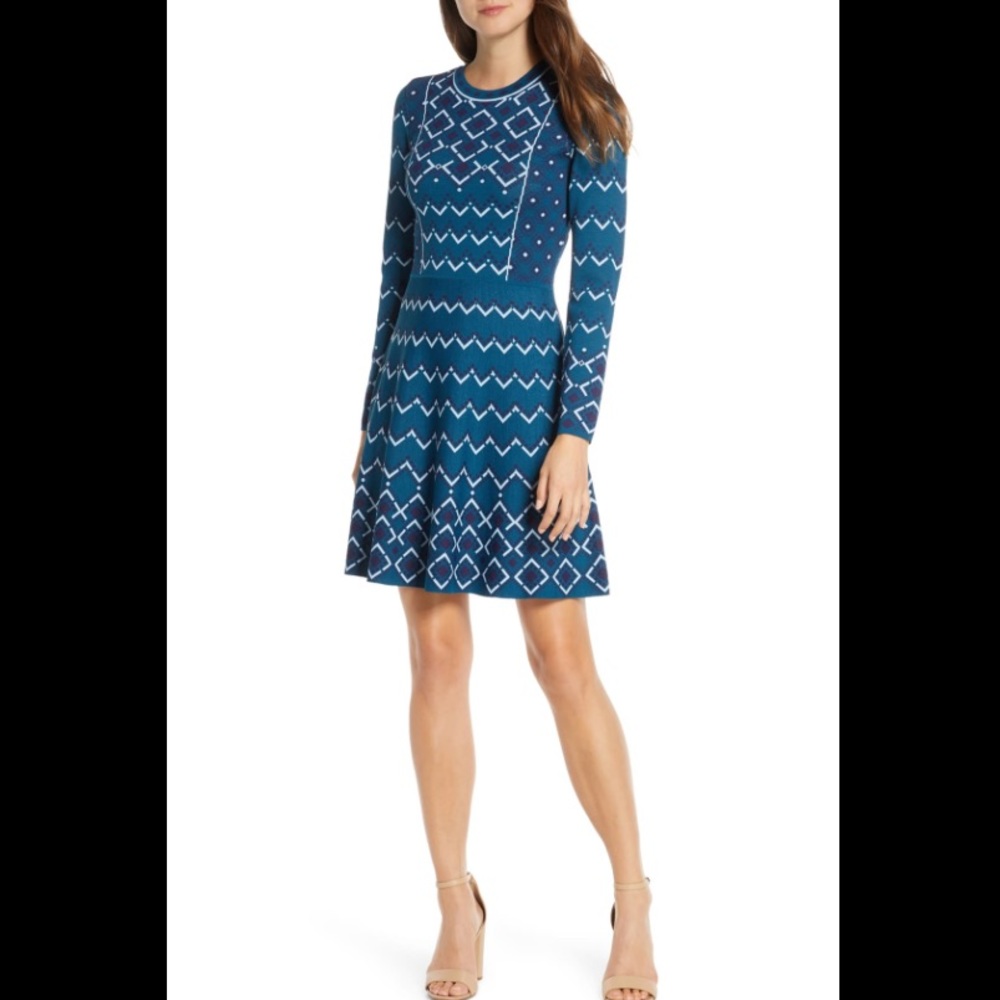ELIZA J Fit & Flare Long Sleeve Sweater Dress